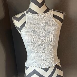 White Smocked Women's Top